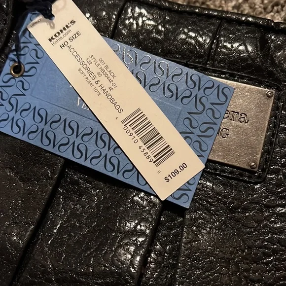 Simply Vera Soft Pleat Tote Black NWT - Picture 6 of 6